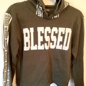 On Fire Blessed Cropped EXL Hoodie. Olive Green.